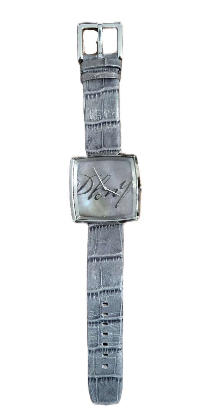 DKNY Women’s Grey Leather Strap Watch – Minimalist Stainless Steel Design